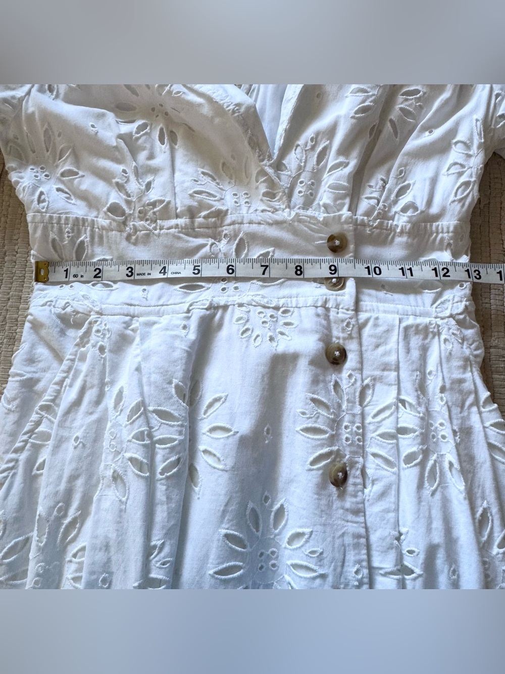 Maeve Anthropologie White Eyelet Midi Dress Small Cottagecore Coastal - Picture 13 of 13